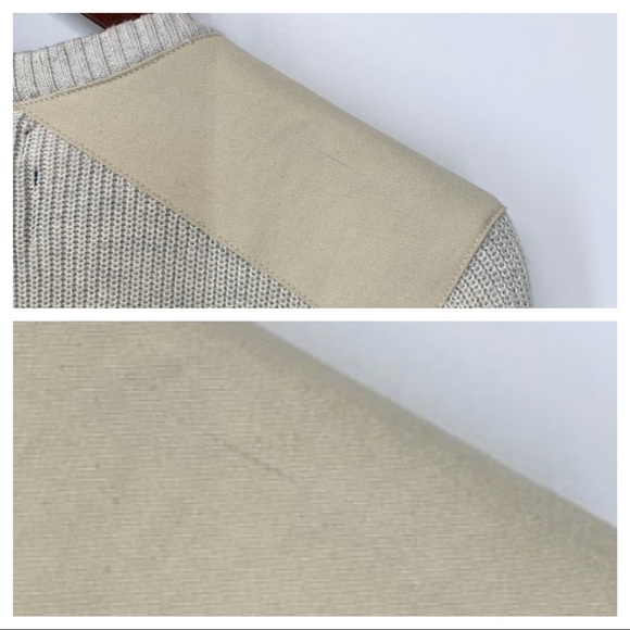 American Rag Men’s Crewneck Sweater With Pocket & Shoulder Patches Cream Gray - Picture 12 of 16